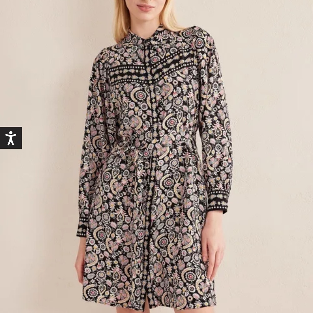 Boden‎ Mini Shirt Dress Black Tropic Charm 20/22R NWT